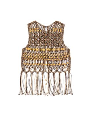 Mame Kurogouchi (Women)/マメ クロゴウチ Ｂａｍｂｏｏ　Ｂｅａｄｅｄ　Ｍａｃｒａｍｅ　Ｆｒｉｎｇｅ　Ｖｅｓｔ