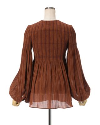 Ｓｔｒｉｐｅ　Ｓｈｉｒｒｉｎｇ　Ｊａｃｑｕａｒｄ　Ｐｕｆｆ　Ｓｌｅｅｖｅ　Ｔｏｐ
