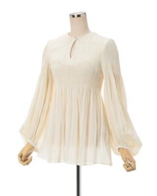 Ｓｔｒｉｐｅ　Ｓｈｉｒｒｉｎｇ　Ｊａｃｑｕａｒｄ　Ｐｕｆｆ　Ｓｌｅｅｖｅ　Ｔｏｐ
