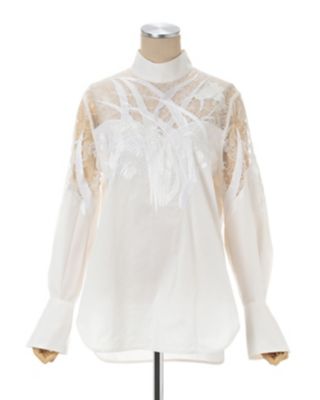 Botanical Embroidery Leaver Lace Blouse Mame Kurogouchi (Women)/マメ クロ