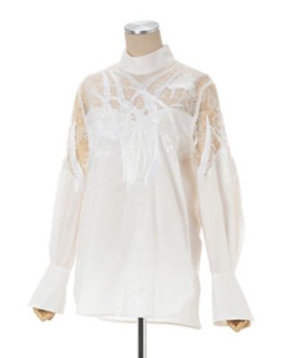 Botanical Embroidery Leaver Lace Blouse Mame Kurogouchi (Women)/マメ クロ