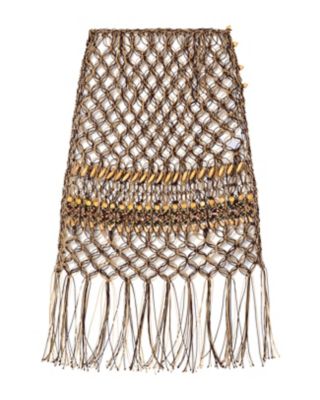 ＜Mame Kurogouchi (Women)＞Ｂａｍｂｏｏ　Ｂｅａｄｅｄ　Ｍａｃｒａｍｅ　Ｆｒｉｎｇｅ　Ｓｋｉｒｔ