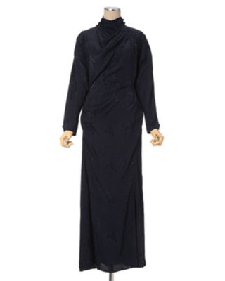 Mame Kurogouchi (Women)/マメ クロゴウチ Floral Jacquard Draped Dress Navy 3 レーヨン100% レディース ワンピース・ドレス