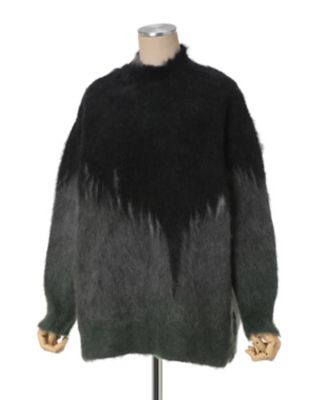 ✨極美品✨ mame kurogouchi スカラップ ニット プルオーバー 黒 Drip Glaze Pattern Mohair Knitted