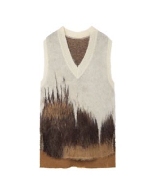 ＜Mame Kurogouchi (Women)＞Ｄｒｉｐ　Ｇｌａｚｅ　Ｐａｔｔｅｒｎ　Ｍｏｈａｉｒ　Ｋｎｉｔｔｅｄ　Ｖｅｓｔ