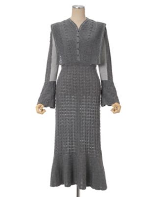 Ｏｐｅｎｗｏｒｋ Ｐａｔｔｅｒｎ Ｋｎｉｔｔｅｄ Ｄｒｅｓｓ | Mame Kurogouchi (Women)/マメ クロゴウチ |  三越伊勢丹オンラインストア・通販【公式】