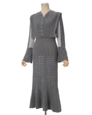 Ｏｐｅｎｗｏｒｋ Ｐａｔｔｅｒｎ Ｋｎｉｔｔｅｄ Ｄｒｅｓｓ | Mame Kurogouchi (Women)/マメ クロゴウチ |  三越伊勢丹オンラインストア・通販【公式】