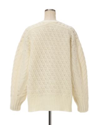 マメ クロゴウチ Oversized Chunky Knit Cardigan オーバーサイズ チャンキー ニット カーディガン レディース アイボリー MM20PF-KN719 Mame Kurogouchi マメ クロゴウチ Oversized Chunky Knit