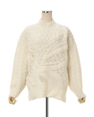 Ｆｌｏｒａｌ　Ｍｏｔｉｆ　Ｃｈｕｎｋｙ　Ｋｎｉｔｔｅｄ　Ｔｏｐ