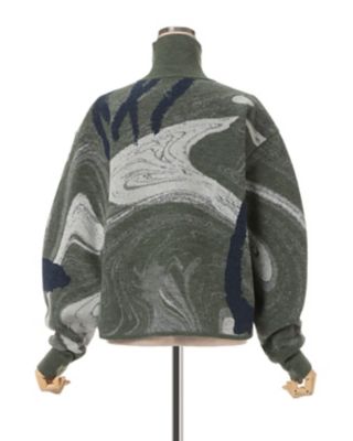 Ｍａｒｂｌｅ　Ｐａｔｔｅｒｎ　Ｈｉｇｈ　Ｎｅｃｋ　Ｋｎｉｔｔｅｄ　Ｔｏｐ