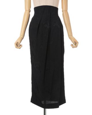 Floral Jacquard Tucked Waist