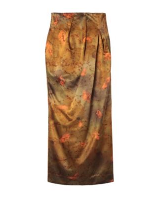 Ｓｉｌｋ　Ｗｏｏｌ　Ｓａｔｉｎ　Ｈａｎｄ　Ｐａｉｎｔｅｄ　Ｔｕｃｋｅｄ　Ｗａｉｓｔ　Ｓｋｉｒｔ
