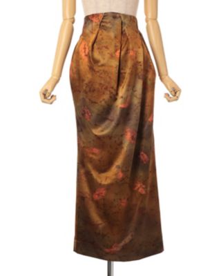 Ｓｉｌｋ　Ｗｏｏｌ　Ｓａｔｉｎ　Ｈａｎｄ　Ｐａｉｎｔｅｄ　Ｔｕｃｋｅｄ　Ｗａｉｓｔ　Ｓｋｉｒｔ