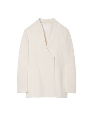 ＜Mame Kurogouchi (Women)＞Ｌｉｎｅｎ　Ｔｏｕｃｈ　Ｔｒｉａｃｅｔａｔｅ　Ｃｏｌｌａｒｌｅｓｓ　Ｄｏｕｂｌｅ　Ｂｒｅａｓｔｅｄ　Ｊａｃｋｅｔ