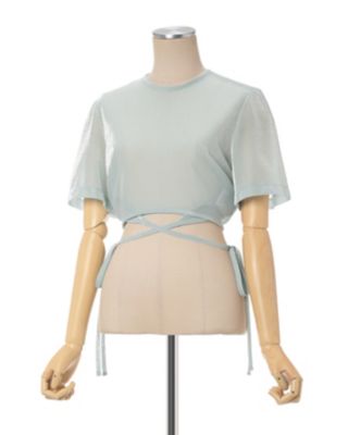 Mamekurogouchi Lamé Jersey Cropped トップス Lame Jersey Cropped Sheer Top