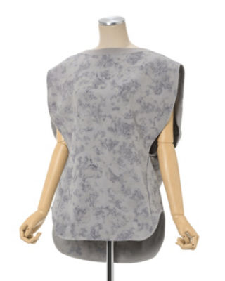 【新品】  Mame Kurogouchi / マメクロゴウチ | 2024SS | Floral Flock Printed Fleece Lining Sleeveless Top 裏起毛スリーブレストップ | 2 | ブルー | レディース Floral Flock Printed Fleece