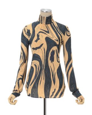 Ｍａｒｂｌｅ　Ｐｒｉｎｔ　Ｊｅｒｓｅｙ　Ｈｉｇｈ　Ｎｅｃｋ　Ｔｏｐ