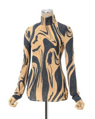 Ｍａｒｂｌｅ Ｐｒｉｎｔ Ｊｅｒｓｅｙ Ｈｉｇｈ Ｎｅｃｋ Ｔｏｐ 