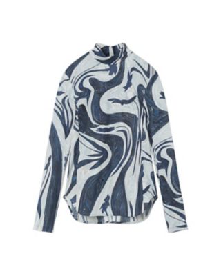 Ｍａｒｂｌｅ Ｐｒｉｎｔ Ｊｅｒｓｅｙ Ｈｉｇｈ Ｎｅｃｋ Ｔｏｐ 