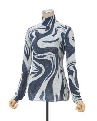 Ｍａｒｂｌｅ　Ｐｒｉｎｔ　Ｊｅｒｓｅｙ　Ｈｉｇｈ　Ｎｅｃｋ　Ｔｏｐ