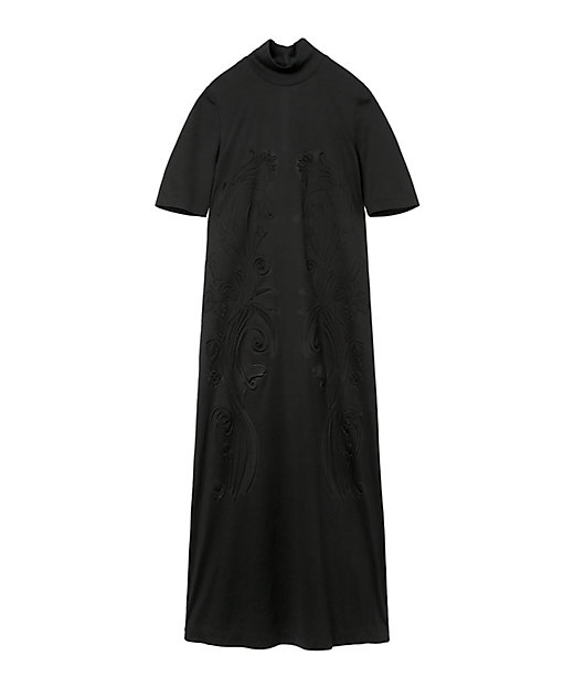 ＜三越伊勢丹/公式＞ Mame Kurogouchi (Women)/マメ クロゴウチ Floral Embossed Cotton Jersey A-Line Dress BLACK ワンピース・ドレス【三越伊勢丹/公式】