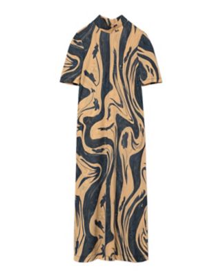 Ｍａｒｂｌｅ Ｐｒｉｎｔ Ｊｅｒｓｅｙ Ｈｉｇｈ Ｎｅｃｋ Ｄｒｅｓｓ 