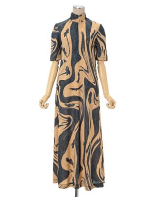 Ｍａｒｂｌｅ　Ｐｒｉｎｔ　Ｊｅｒｓｅｙ　Ｈｉｇｈ　Ｎｅｃｋ　Ｄｒｅｓｓ