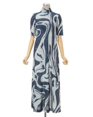 Ｍａｒｂｌｅ Ｐｒｉｎｔ Ｊｅｒｓｅｙ Ｈｉｇｈ Ｎｅｃｋ Ｄｒｅｓｓ ...