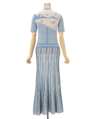Mame Kurogouchi マメ LANDSCAPE SHEER KNIT DRESS ニットドレス Landscape Graphic Sheer Knitted