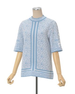 Landscape Graphic Sheer Knitted Top 伊万里MM24SS-KN009 - Tシャツ