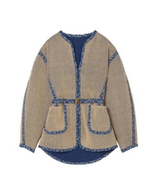 Ｄｏｕｂｌｅ　Ｆａｃｅ　Ｆｌｏｒａｌ　Ｄｅｔａｉｌ　Ｋｎｉｔｔｅｄ　Ｊａｃｋｅｔ