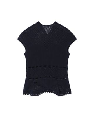 Ｃｏｔｔｏｎ Ｌａｃｅ Ｓｌｅｅｖｅｌｅｓｓ Ｋｎｉｔｔｅｄ Ｔｏｐ 