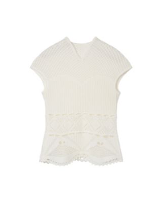 レディース】Cotton Lace Sleeveless Knitted Top | Mame