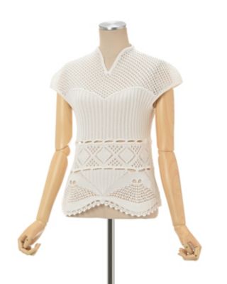 Ｃｏｔｔｏｎ Ｌａｃｅ Ｓｌｅｅｖｅｌｅｓｓ Ｋｎｉｔｔｅｄ Ｔｏｐ