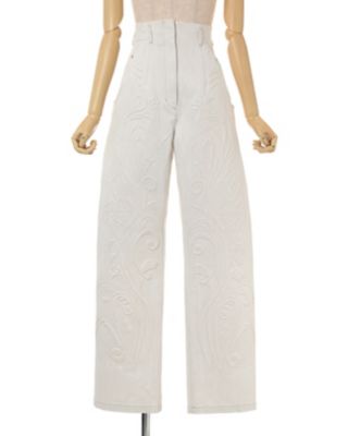 Floral Embossed Wide Leg Jeans
