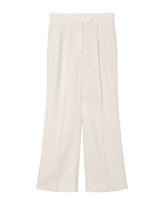 ＜Mame Kurogouchi (Women)＞Ｌｉｎｅｎ　Ｔｏｕｃｈ　Ｔｒｉａｃｅｔａｔｅ　Ｃｒｏｐｐｅｄ　Ｔｒｏｕｓｅｒｓ