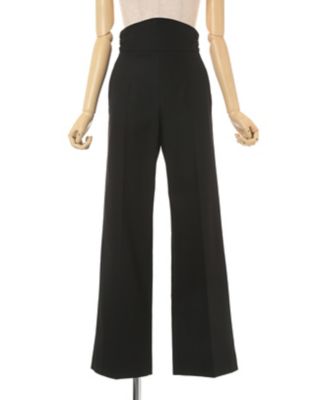 Back String Cotton Flare Trousers