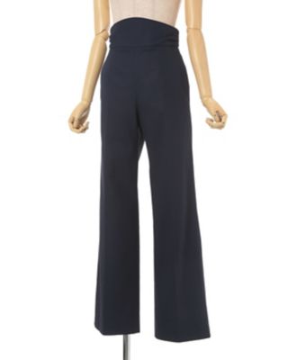 Back String Cotton Flare Trousers