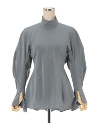 Cotton Chambray High Neck Blouse
