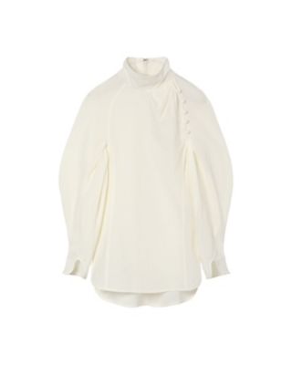 Crepe Cotton High Neck Blouse