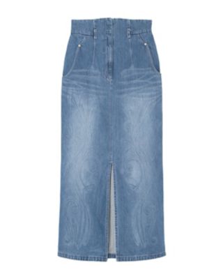 24SS Floral Embossed Denim Skirt ecru 2 - almanarts.com