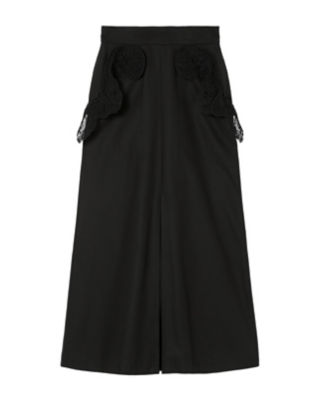 ＜三越伊勢丹/公式＞ Mame Kurogouchi (Women)/マメ クロゴウチ Cording Embroidery Detail Cotton Skirt BLACK ロングスカート【三越伊勢丹/公式】