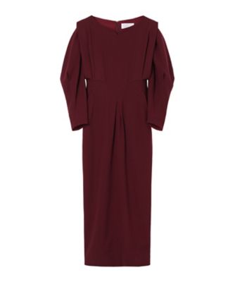 【送料無料】Mame Kurogouchi (Women)/マメ クロゴウチ Wool Georgette Dress MM25FWーDR085 BORDEAUX ワンピース・ドレス【三越伊勢丹/公式】