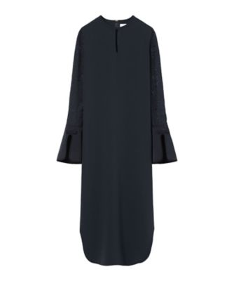 【送料無料】Mame Kurogouchi (Women)/マメ クロゴウチ Triacetate Georgette Floral Embroidery Sleeve Classic Dress NAVY ワンピース・ドレス【三越伊勢丹/公式】