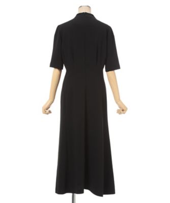マメクロゴウチ　半袖トリアセテートドレス　ブラック　サイズ3 Triacetate Georgette Short Sleeve