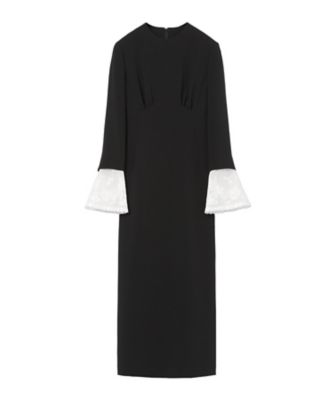 【送料無料】Mame Kurogouchi (Women)/マメ クロゴウチ Triacetate Georgette Embroidered Cuffs IーLine Dress MM25FWーDR110 BLACK ワンピース・ドレス【三越伊勢丹/公式】