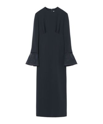 【送料無料】Mame Kurogouchi (Women)/マメ クロゴウチ Triacetate Georgette Embroidered Cuffs IーLine Dress MM25FWーDR110 NAVY ワンピース・ドレス【三越伊勢丹/公式】
