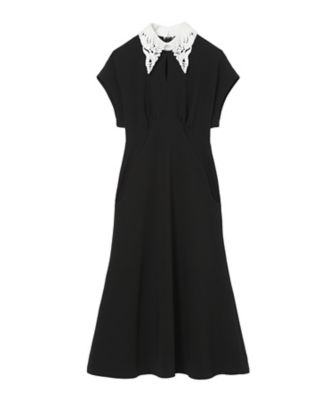 【送料無料】Mame Kurogouchi (Women)/マメ クロゴウチ Triacetate Georgette Embroidered Collar Flared Dress BLACK ワンピース・ドレス【三越伊勢丹/公式】
