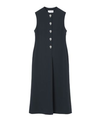 ＜Mame Kurogouchi (Women)＞Ａｃｅｔａｔｅ　Ｐｏｌｙｅｓｔｅｒ　Ｅｍｂｒｏｉｄｅｒｅｄ　Ｂｕｔｔｏｎｈｏｌｅｓ　Ｓｌｅｅｖｅｌｅｓｓ　Ｄｒｅｓｓ　