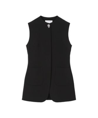 ＜Mame Kurogouchi (Women)＞【送料無料】Ａｃｅｔａｔｅ　Ｐｏｌｙｅｓｔｅｒ　Ｅｍｂｒｏｉｄｅｒｅｄ　Ｂｕｔｔｏｎｈｏｌｅｓ　Ｖｅｓｔ　ＭＭ２５ＦＷーＪＫ１１３